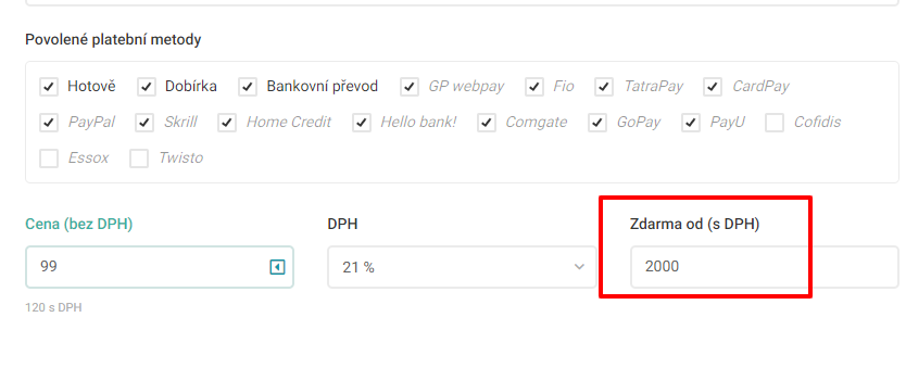 Platební metody v administraci